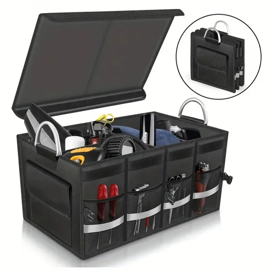 

Car trunk foldable car-mounted storage box, multi-functional storage and sorting box, special for outdoor foldable storage==