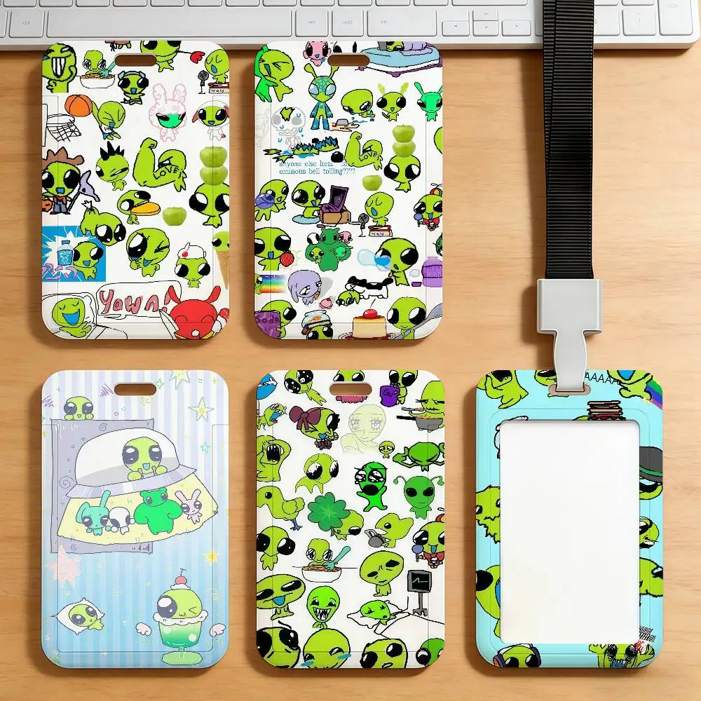 

Flug alien Cartoon Card Holder Work Permit Access Bus Subway Cards Protective Sleeve