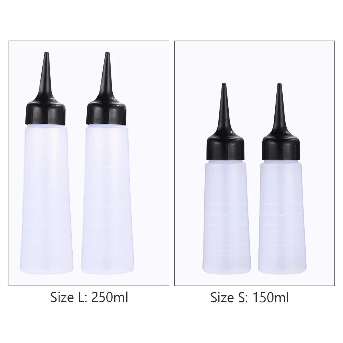 

4pcs Hair Dye Bottles Refillable Shampoo Container For Salon Hair Coloring Bottle Squeeze Applicator Tool Size