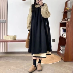 Johnature Vintage French Two-piece Ruffles Loose Casual Vintage Dress Spring New 2024 Cotton Panels Versatile Women Dresses