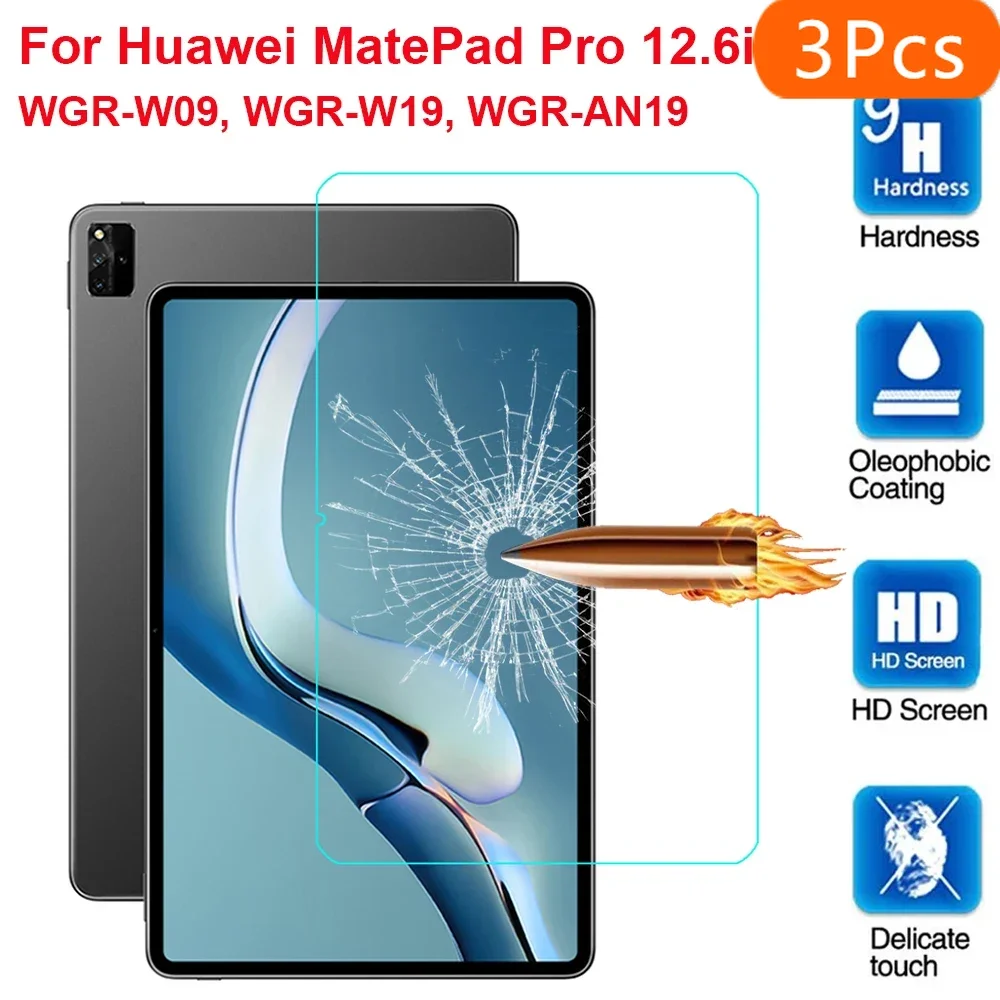 

3 шт. закаленное стекло для Huawei Matepad Pro 12.6 2021, защитная пленка для экрана планшета Matepad Pro 12,6 дюйма WGR-W09 WGR-W19 WGR-AN1
