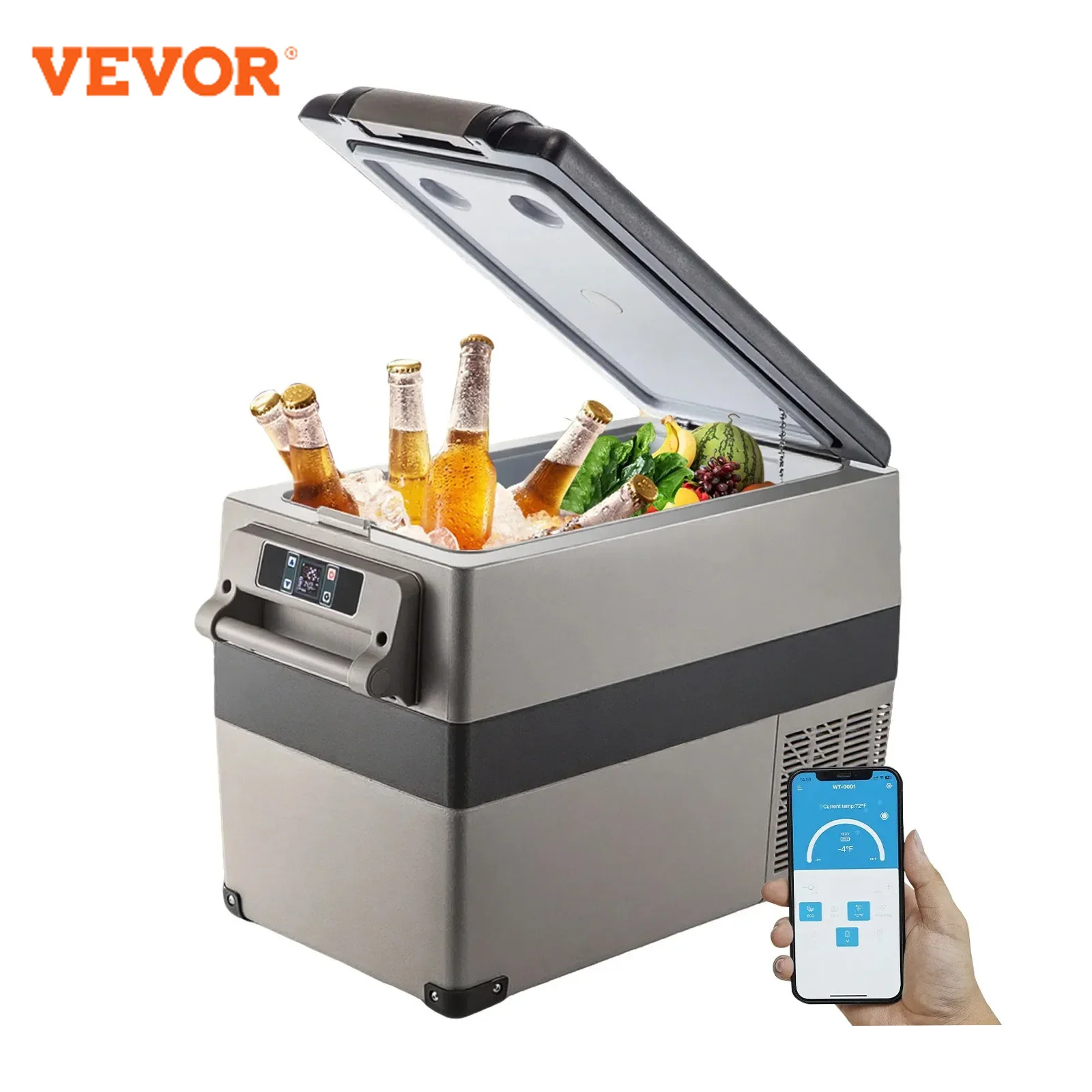 VEVOR 35L 45L 55L Autokühlschrank Mini-Kühlschrank mit Gefrierfach Tragbarer Kompressorkühler 12/24V DC 110-240V Eisbox für Camping