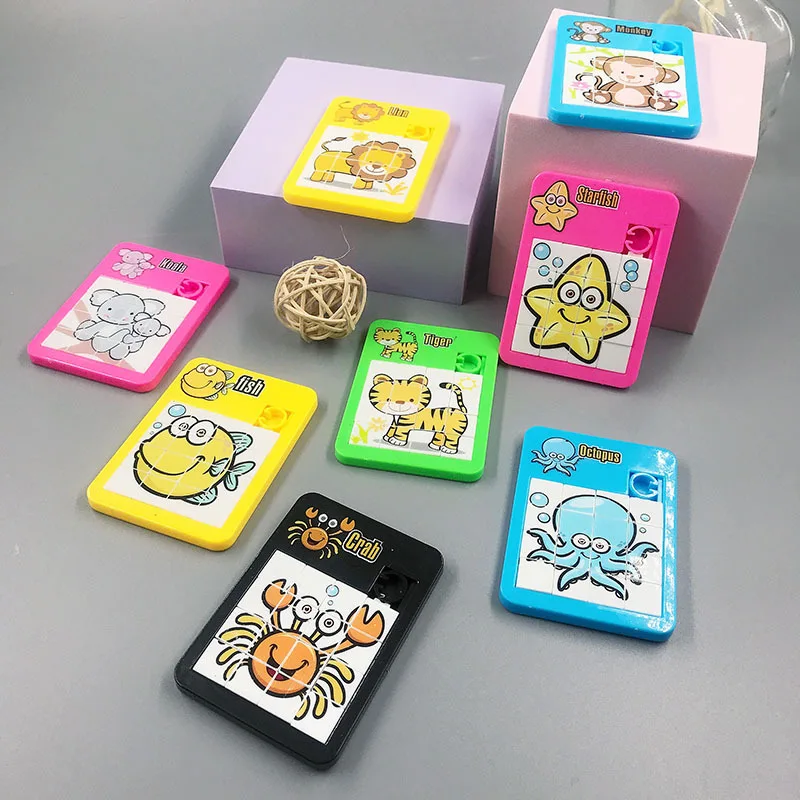 ノベルティ 16 グリッド迷路パズルおもちゃ漫画動物スライドパズルミニゲーム競争ギフト興味深いスマートパズルランダムスタイル