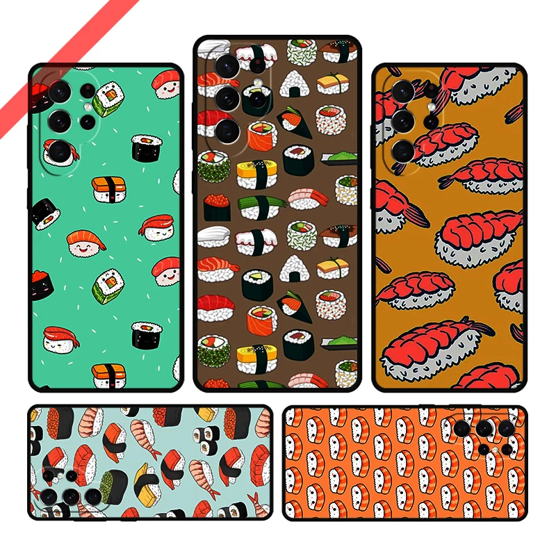 Food Sushi Phone Case For Samsung Galaxy S20 FE S21 S10 S23 Plus S24 S22 Ultra Coque Note20 Note10 S9 S8 Cover Capa