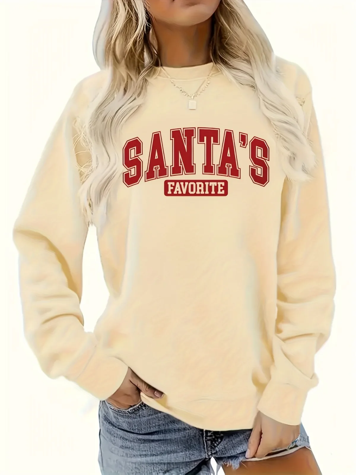 Felpa girocollo stampata con motivo a lettera retrò casual alla moda da donna adatta per feste, vacanze, regalo, pullover Kawaii