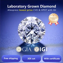 IGI GIA Lab Diamond VVS VS 0.5ct 1ct 3ct 5ct Loose Diamond Round brilliant cut 100% Real Lab Grown Diamond CVD HPHT