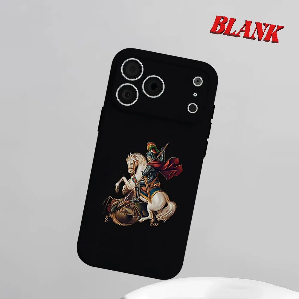 Funda 2 en 1 con Diseño de San Jorge y el Dragón para iPhone 17 16 15 14 13 Pro Max Air 16e INS, Carcasa Rígida con Bumper de PC y Diseño Floral