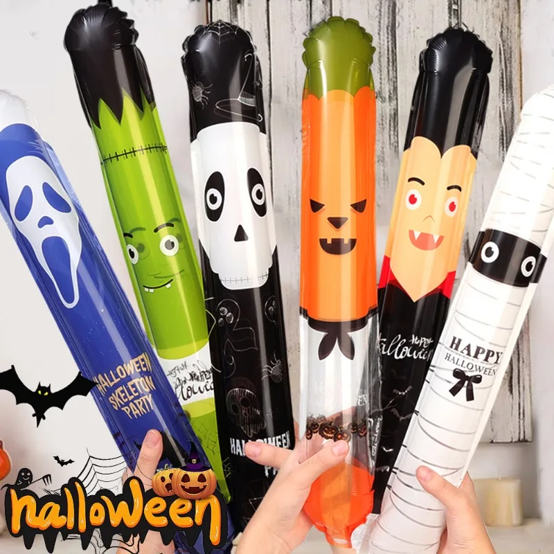 1/30pcs Halloween Handheld Balloon Pumpkin Ghost Skull Inflatable Aluminum Film Balloon Kids Toys Halloween Party Decorations