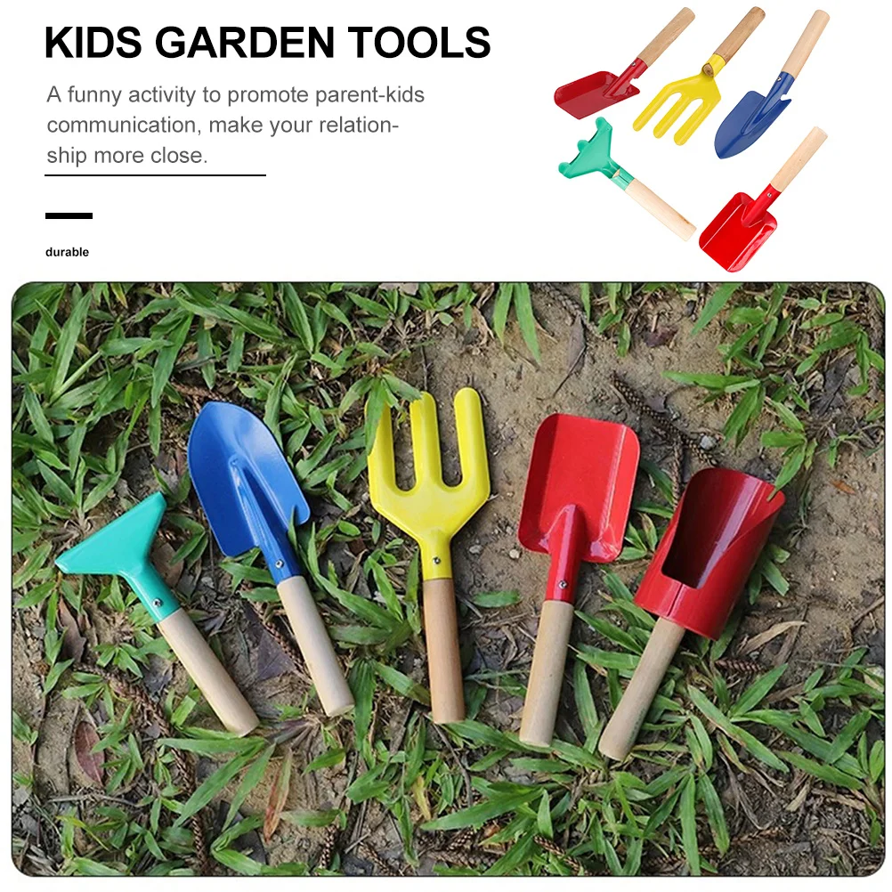 5-częściowy zestaw narzędzi ogrodniczych dla dzieci, kompaktowy, lekki, do sadzenia, do aktywności na świeżym powietrzu, w ogrodzie, na podwórku, prezent na urodziny, Boże Narodzenie