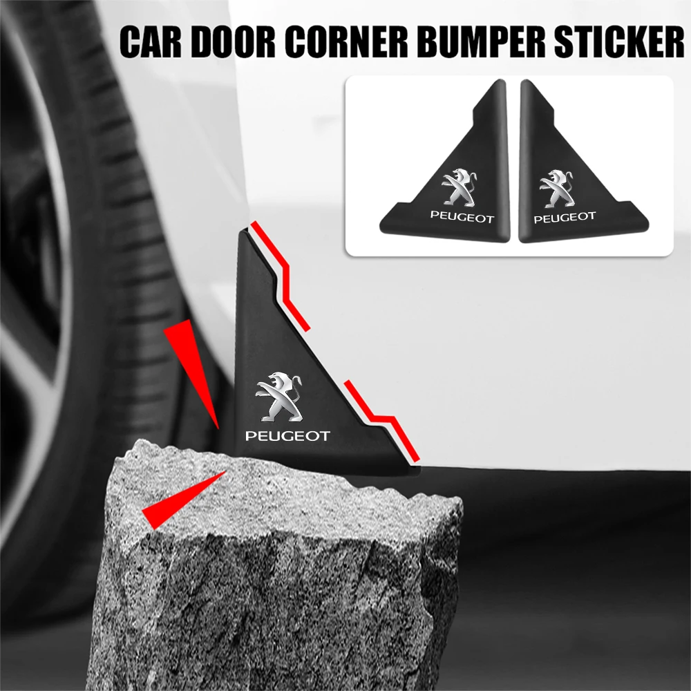 2PCS Silicone Car Badges Door Corner Cover Bumper Crash Scratch Protector Accessorie For Peugeot 307 206 308 207 208 406 407 408