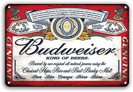 Budweisors Historc Label Beer Bar Pub Club Man Cave Vintage Tin Sign 12x8Inch (bw)