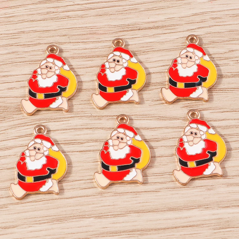10 Stück 16x22mm Niedliche Weihnachts-Weihnachtsmann-Anhänger für Schmuckherstellung Neujahr Ohrringe Halsketten DIY Bastelzubehör – Detail 2