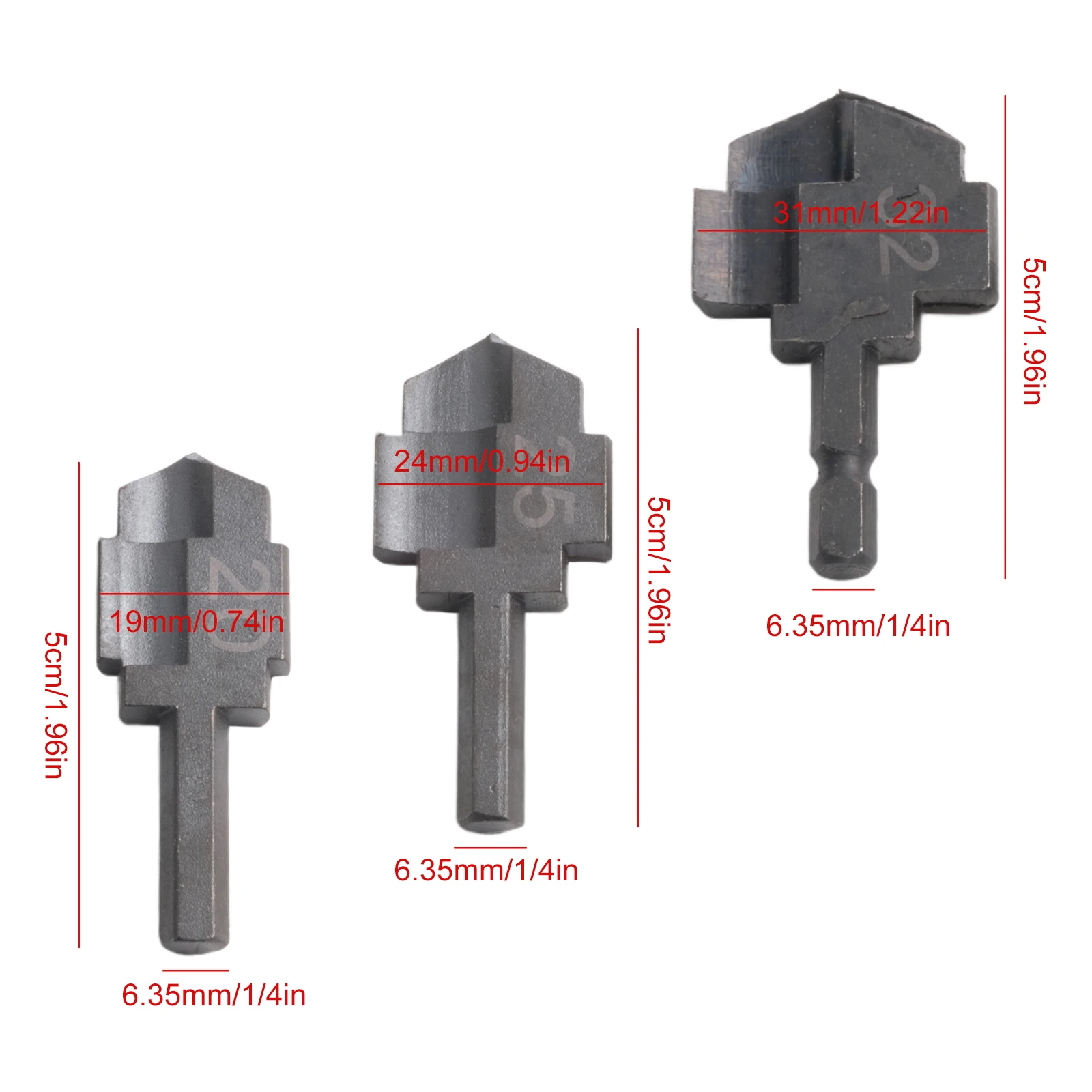 3 Pieces Hexagonal Shank PPR Drill Bits Water Pipe Expansion Drill Bits Punch Plumber Water Pipe Expansion Tool Step Drill Bits