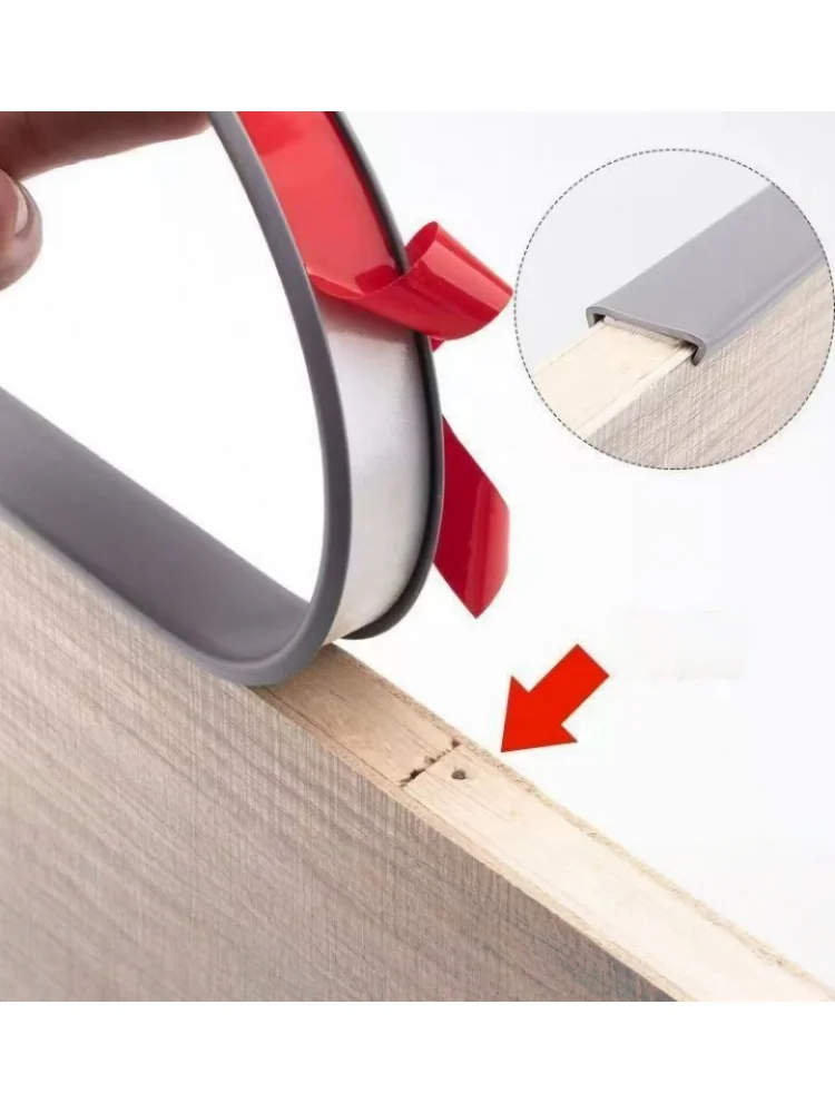 1pc 5m/196.85in Self Adhesive PVC Edge Banding Strip Sealing Tape U-Shaped Strip for Furniture Cabinet Desk Edge Guard Protector