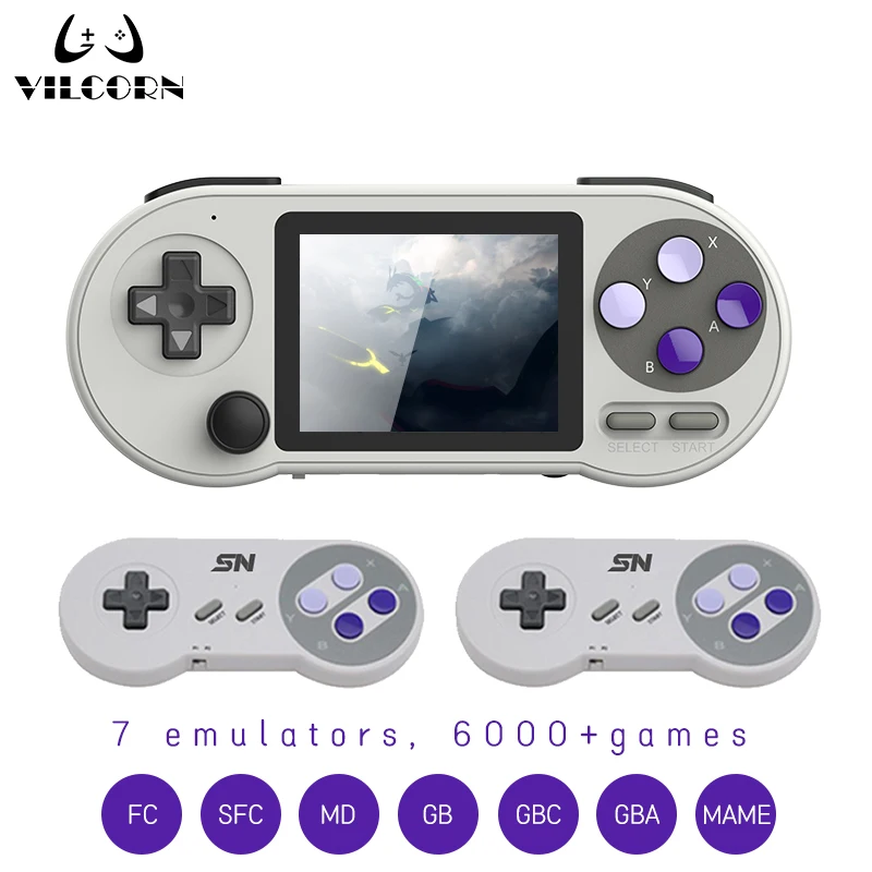 VILCORN Handheld Game Console Player SF2000 Mini Portable Video Game Consoles Built in 6000 Retro Gaming for SFC Sega Dendy