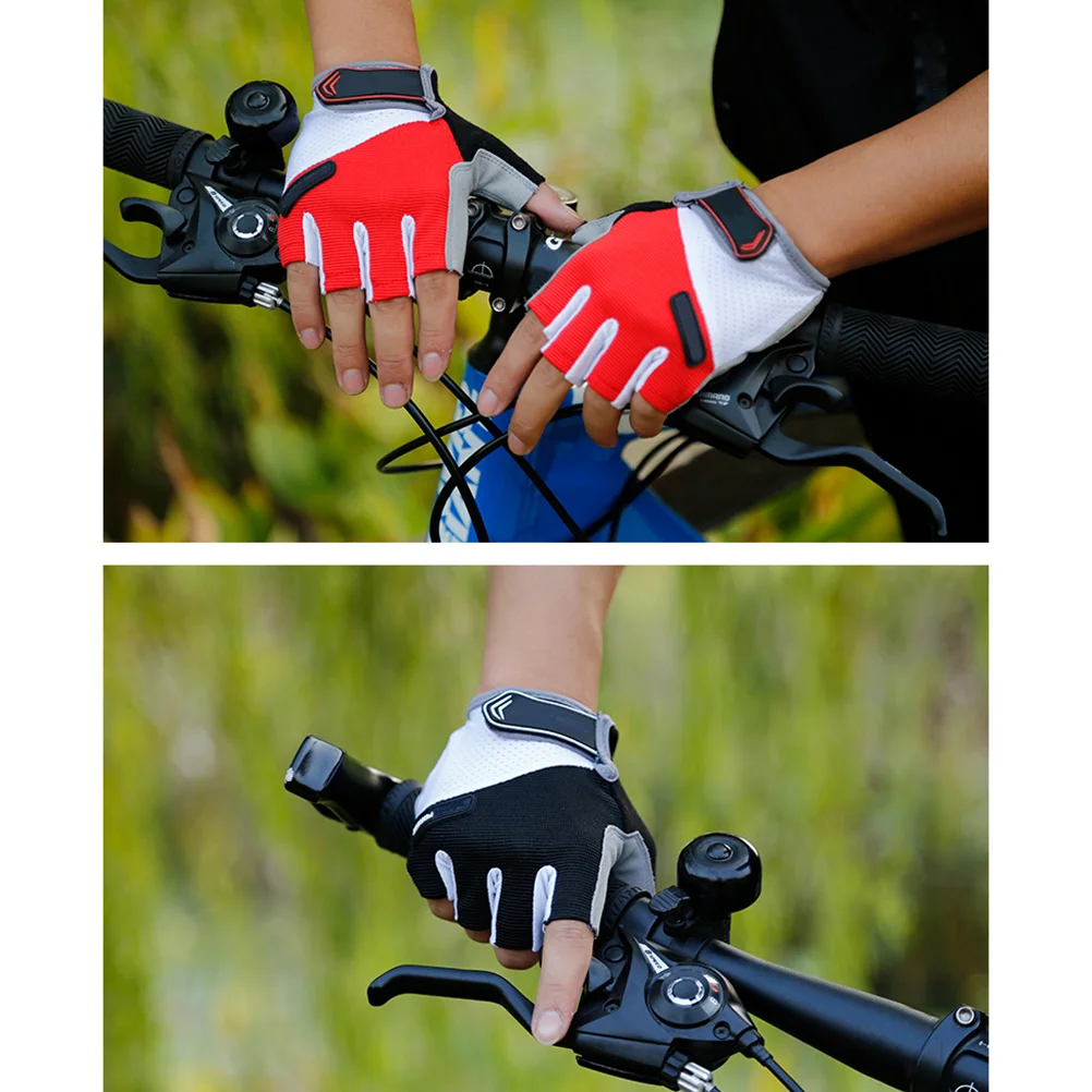 

AntiSlip HalfFinger Gloves Unisex Breathable Riding Cycling Driving Jogging Fitness Black Red Halbfinger Gloves