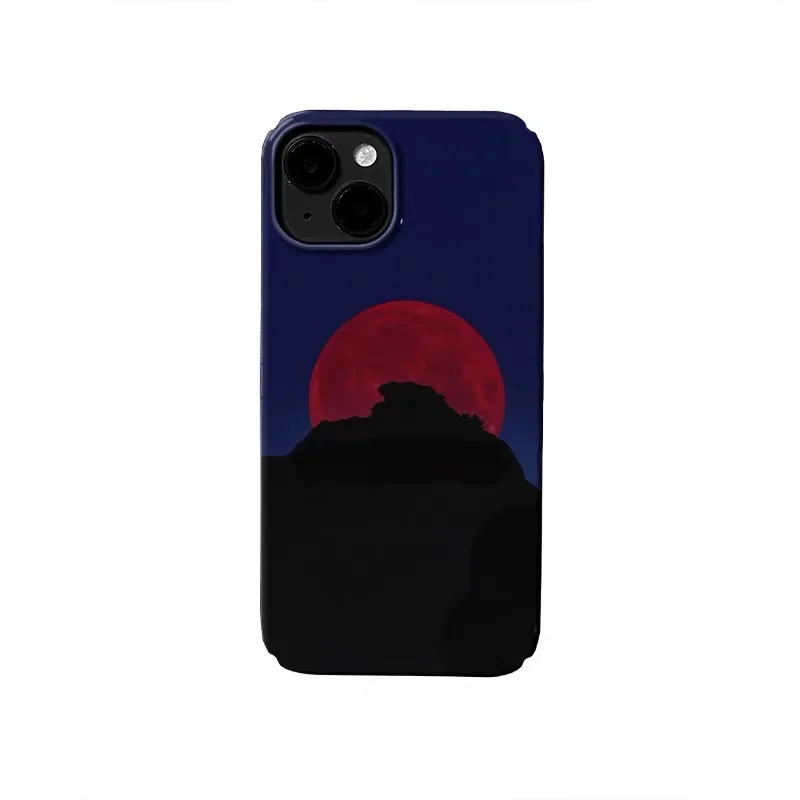 

Dark Colored Red Moon Art Oil Painting Phone Case for IPHONE 17 Air 16E 15 PROMAX 14 16Plus 13 12 MINI 11 XR Acrylic Phone Cover