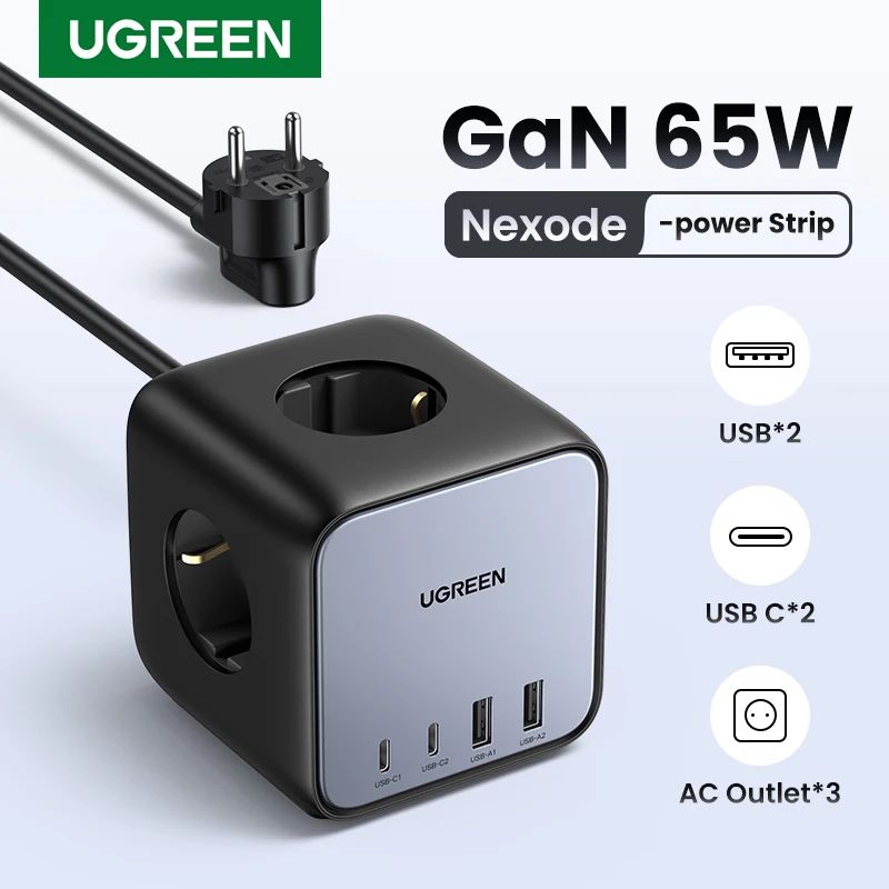 

UGREEN 65W GaN Charger Desktop Charger Power Strip Charging Station Fast Charging For Laptop Macbook iPhone 14 13 Phone Charger