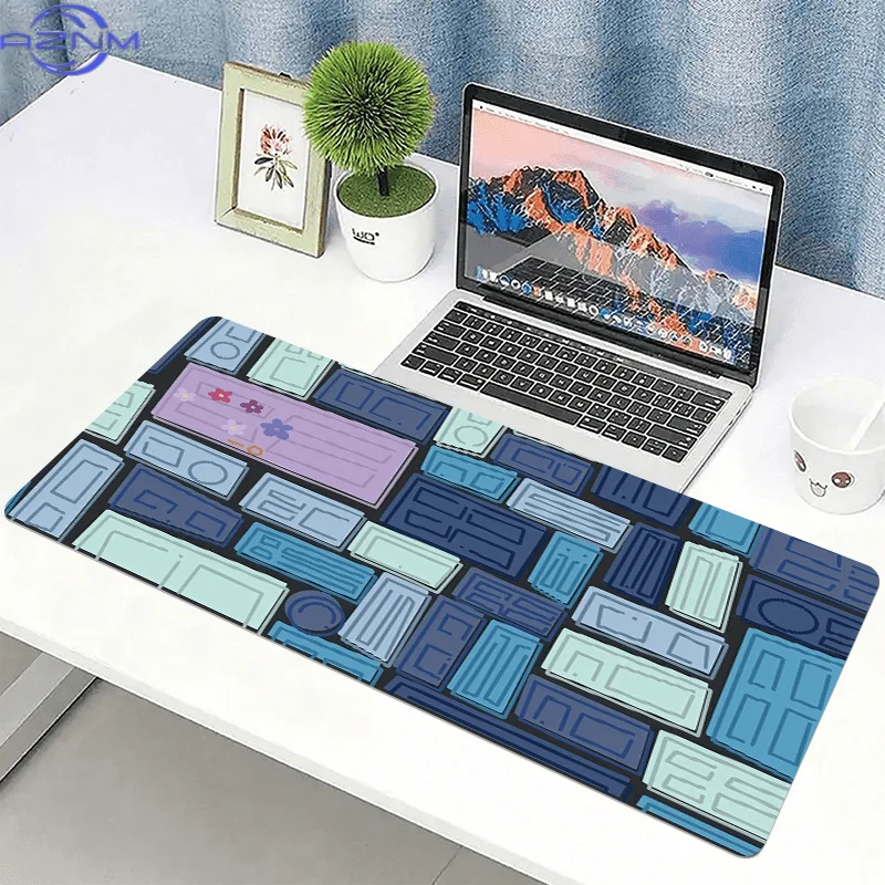 1pc Geometric Collage Mouse Pad | Flowers Design, Extended Non-Slip Desk Mat for Keyboard and Mouse, Precision Sewn Edge Table M