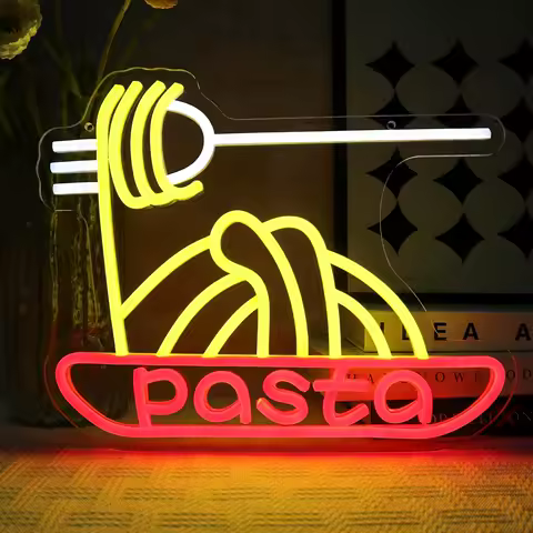 USB Dimmable Pasta Fork Neon Sign for Italian Restaurant Bar Kitchen Cafe Decoration Fun Food Lover LED Light Gift Idea