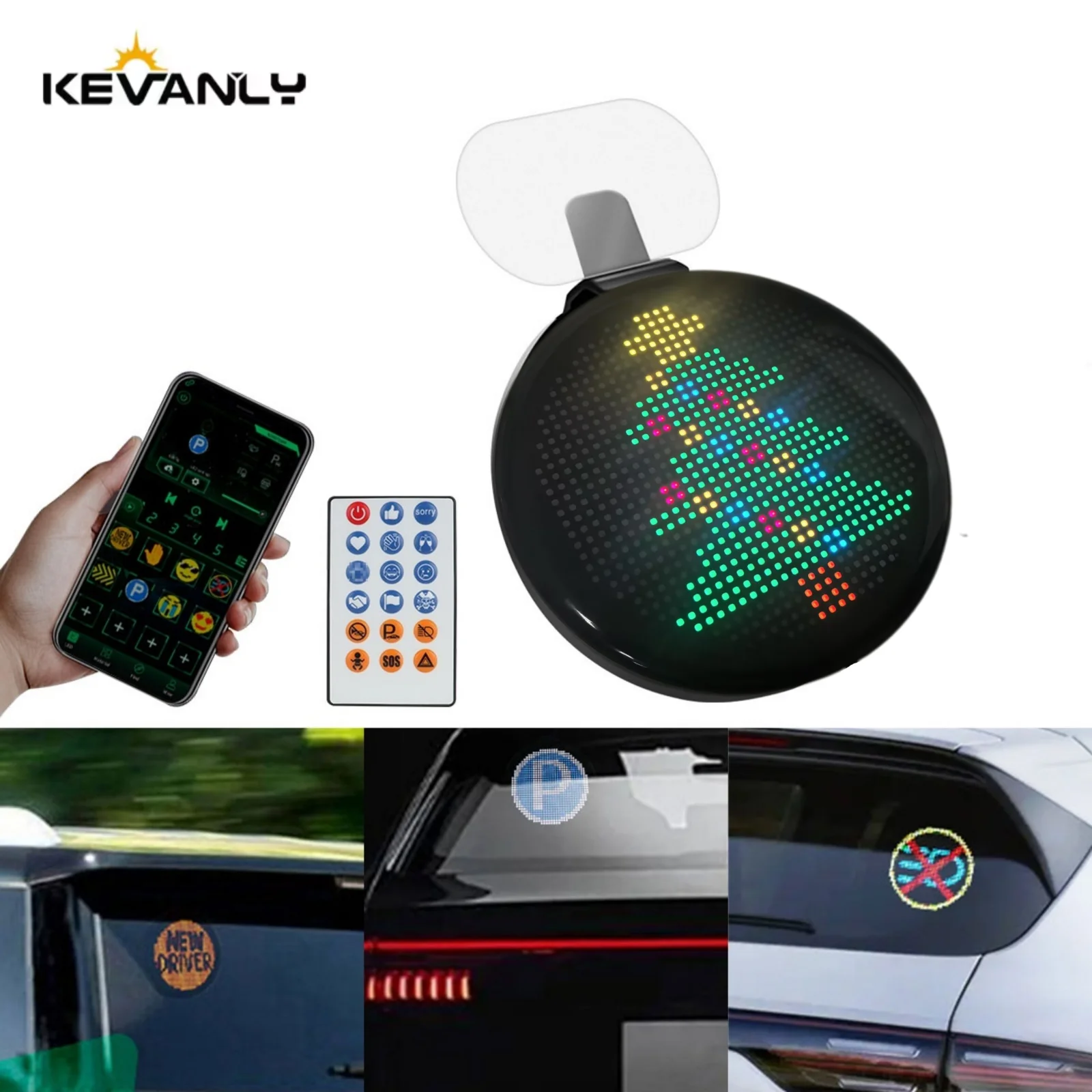 1xFunny Rear Windshield Display Pixel Art Display  APP Window Sign LED Display Screen Programmable Lamp CarInterior Accessories