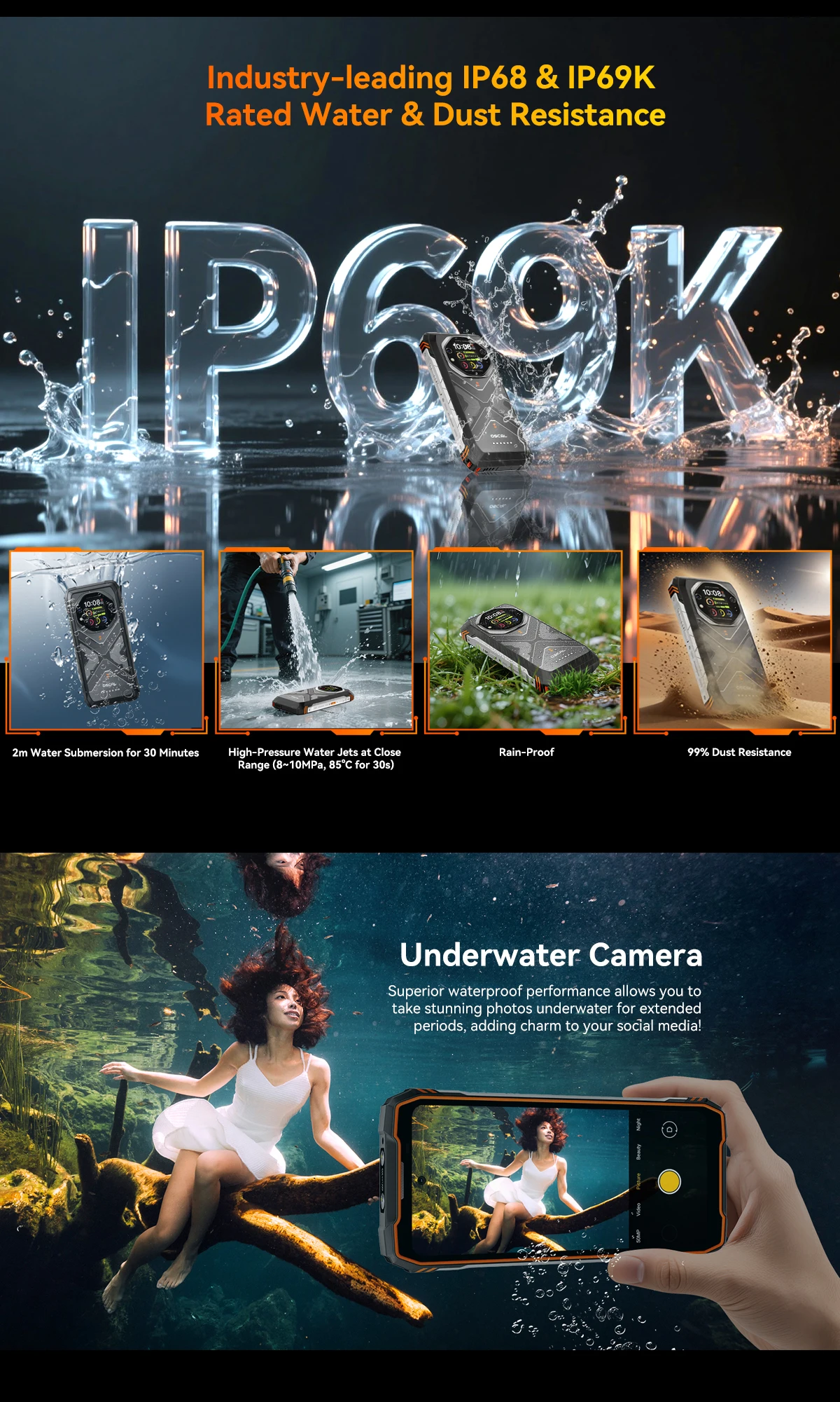 Blackview OSCAL TANK 1 Rugged Smartphon 5G 6.78" FHD+Display Cell Phone16GB+512GB 20000mAh 64MP Telephone Portabl Android 15 NFC
