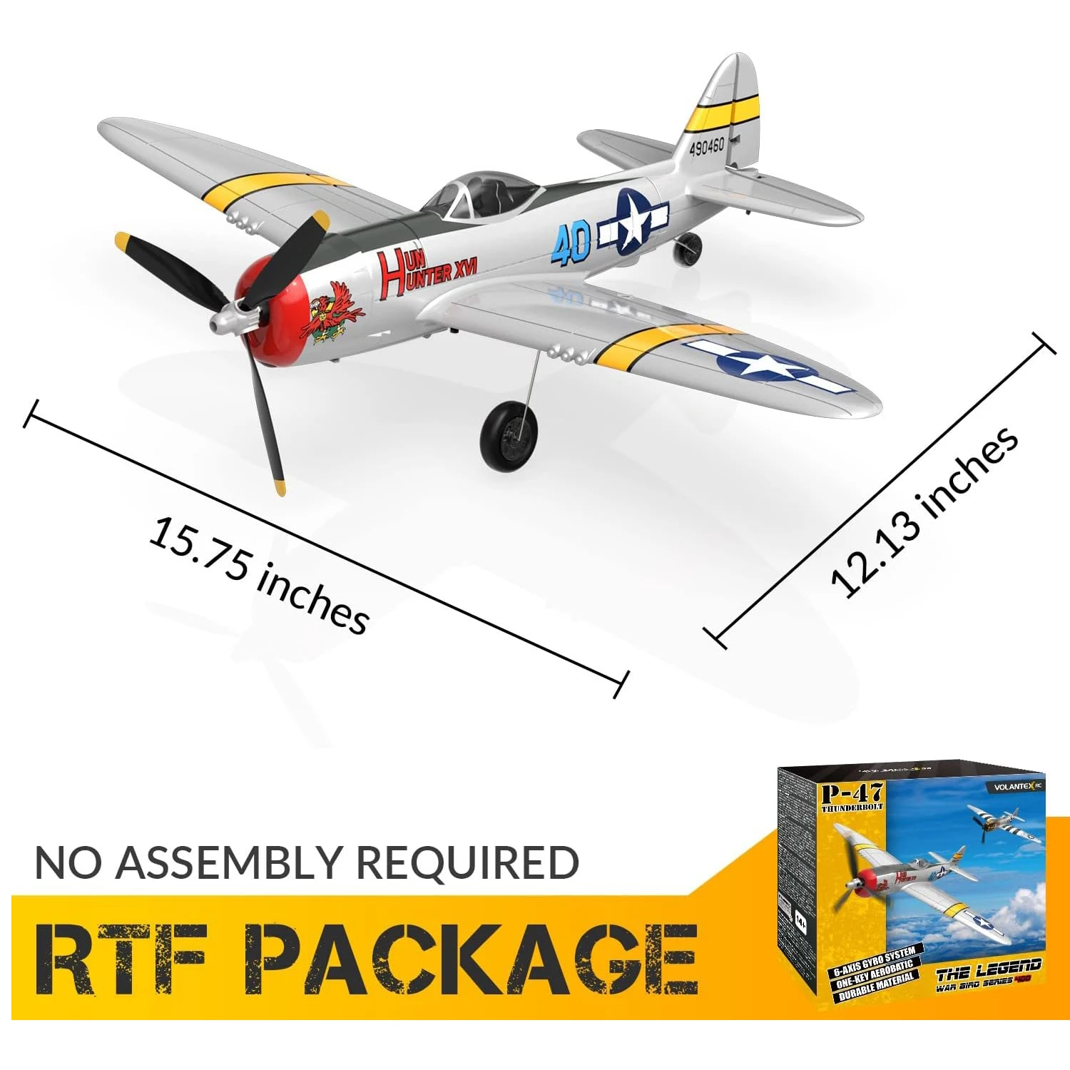 RC Airplane P47 RTF Aircraft One Key Aerobati RC Fighter, Lightning RC Plane Wingspan 4Ch con sistema di stabilizzazione Xpilot