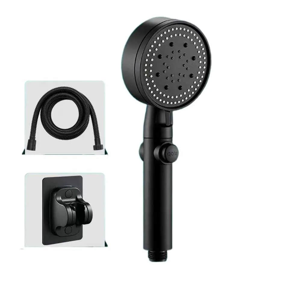 

5-режимная насадка для душа, регулируемая водосберегающая насадка для душа со шлангом длиной 1,5 м и кронштейном, ручной душ с остановкой в одно касание