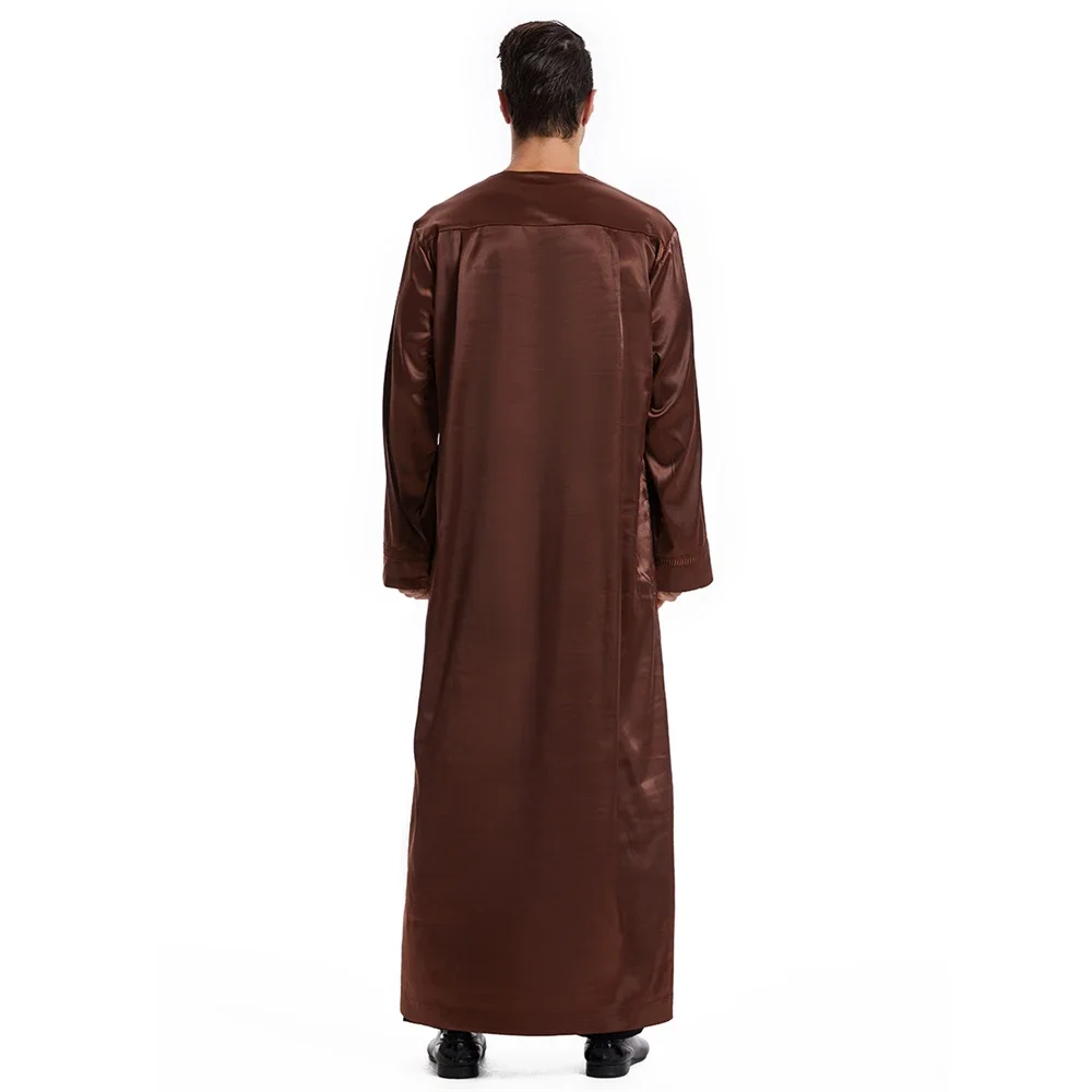 Men Jubba Thobe Arab Muslim Middle East Ramadan Robe Islam Kaftan Muslim Dubai Zipper Thobe Abaya Daffah Dishdasha Prayer Dress