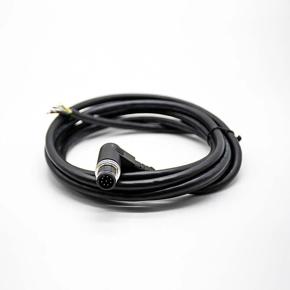 M12 Connector A Code Male Single Ended Right Angle Molded Cable (8 Pin 2M/6.6ft Cable) — купить у AliExpress WW
