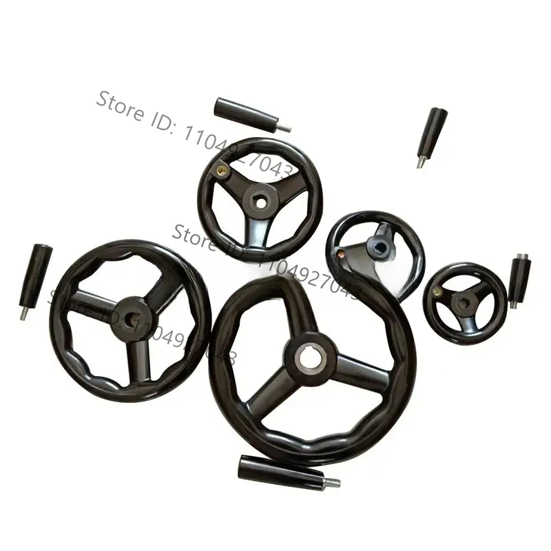 1pcs Black Milling Machine Lathe CNC  Spoked Hand Wheel Wavy Round bakelite three handwheel 100/125/160/200/250mm