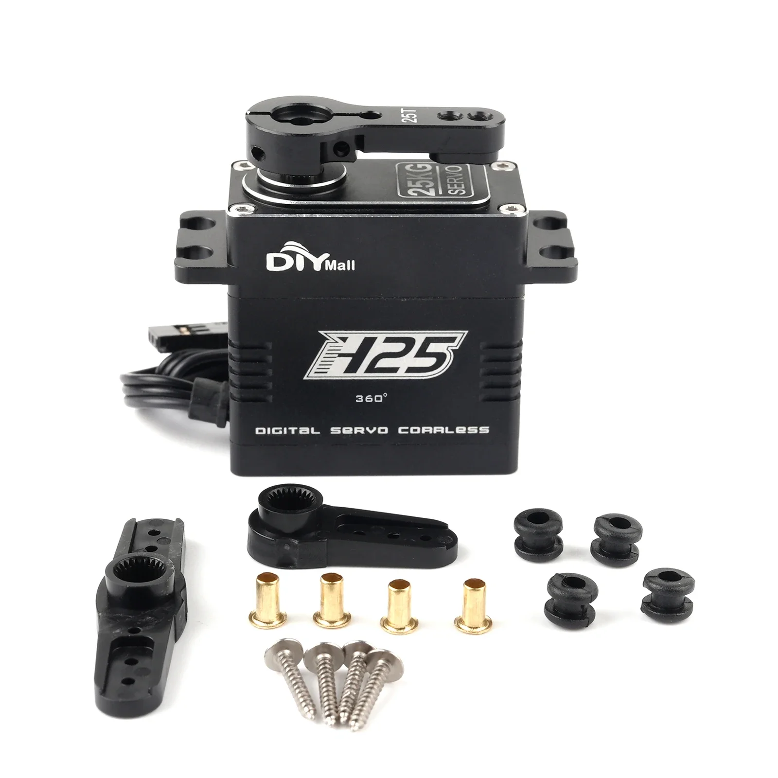 H25 25KG Coreless Digital Servo Stainless Steel Gear High Torque Waterproof RC Servo Motor 180/270/360° for Robotic DIY RC Cars