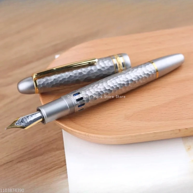 New MAJOHN Ti-136 PistonTitanium Alloy Fountain Pen Metal Bock 18k Gold Tip EF/F 0.38/0.5mm Nib Ink Pen Business Ofiice Gift Set