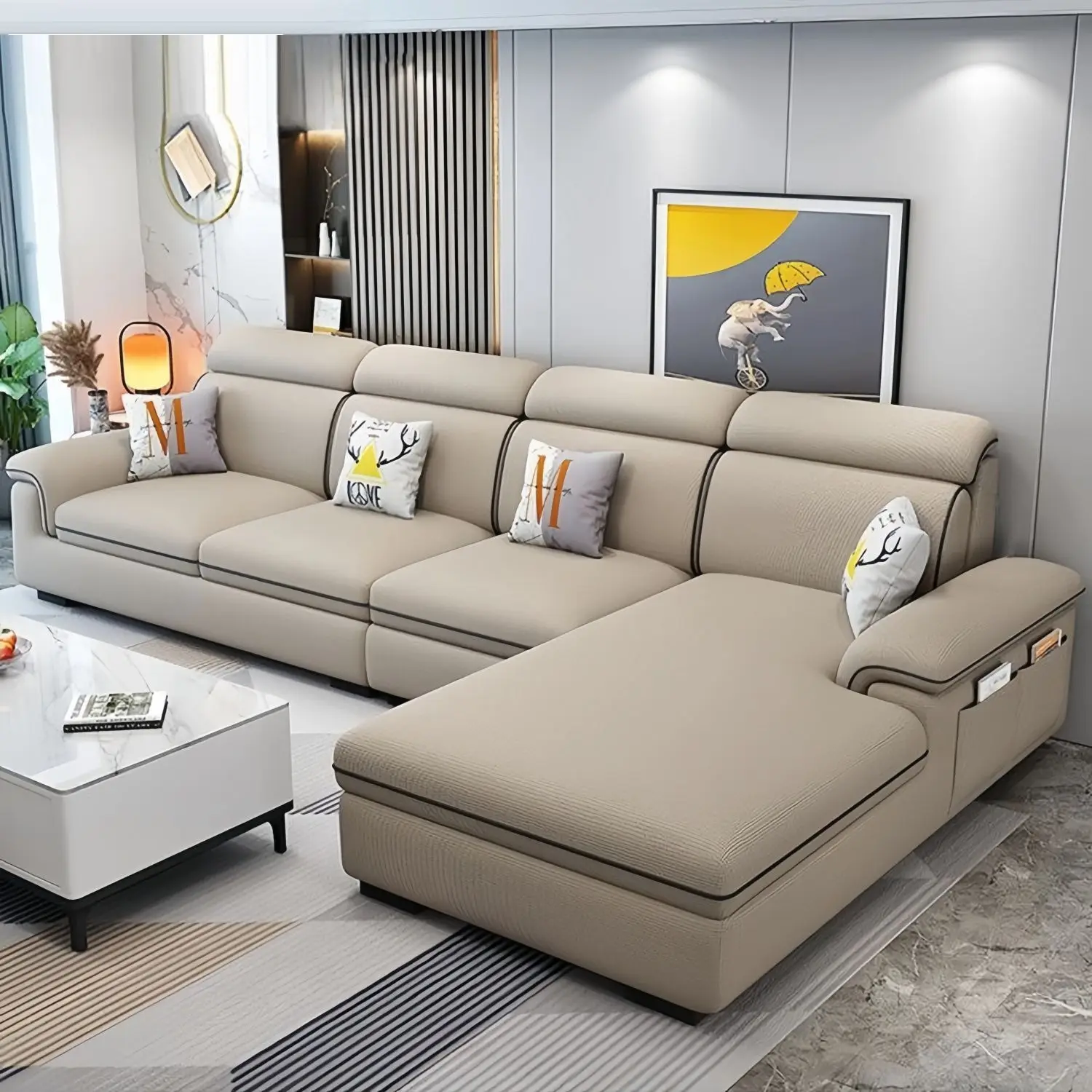 

2025 new Nordic cat scratching sofa modern size apartment living room princess rental apartment fabric sofa