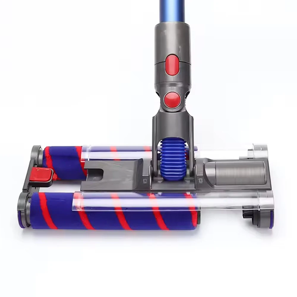 Моторизованная двойная насадка для щетки для пола, инструмент для пылесоса Dyson V8 V7 V10 V11 V15, мягкая бархатная подметальная машина, замена роликовой щетки