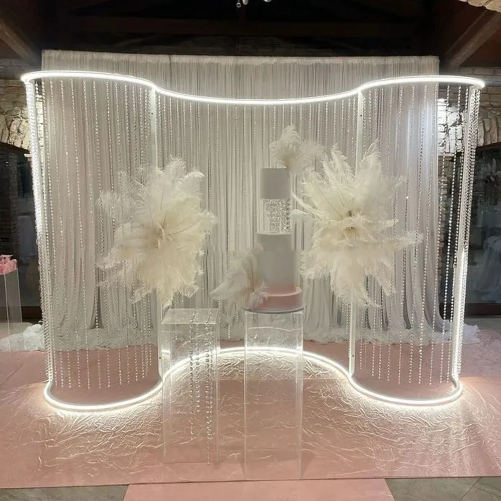 

no light no flower )Wedding Props beaded Arch Stage Background Decoration Wedding Arrangement Arch Iron Flower Stand Decoration