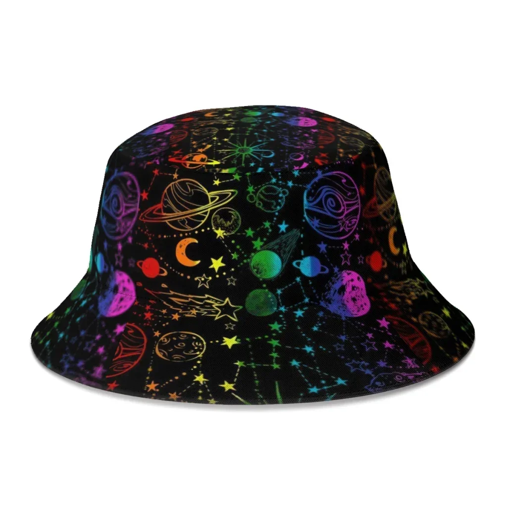 

Summer Space Bucket Hat for Unisex Awesome Psychedelic Magic Fisherman Hats Sandbeach Sun Hat