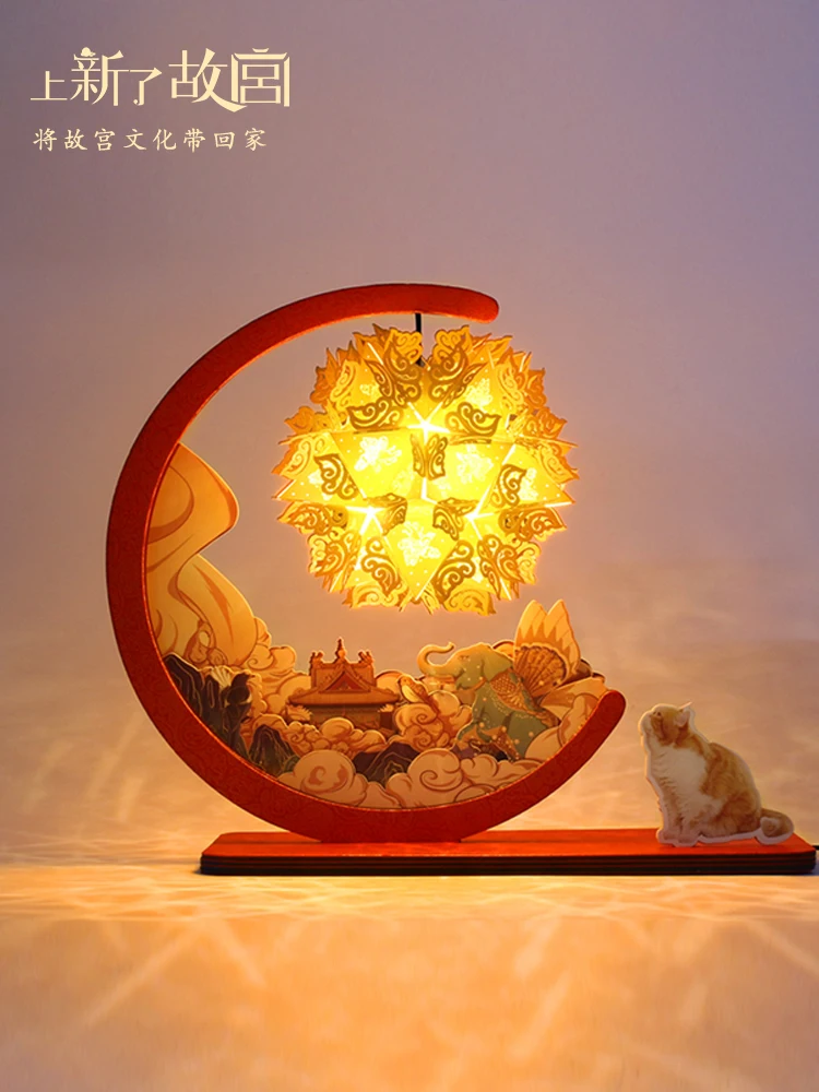 

New Palace Museum Taiping Elephant Paper Carving Lamp DIY Light and Shadow Paper Art Lamp New Year Decoration Little Night Lamp