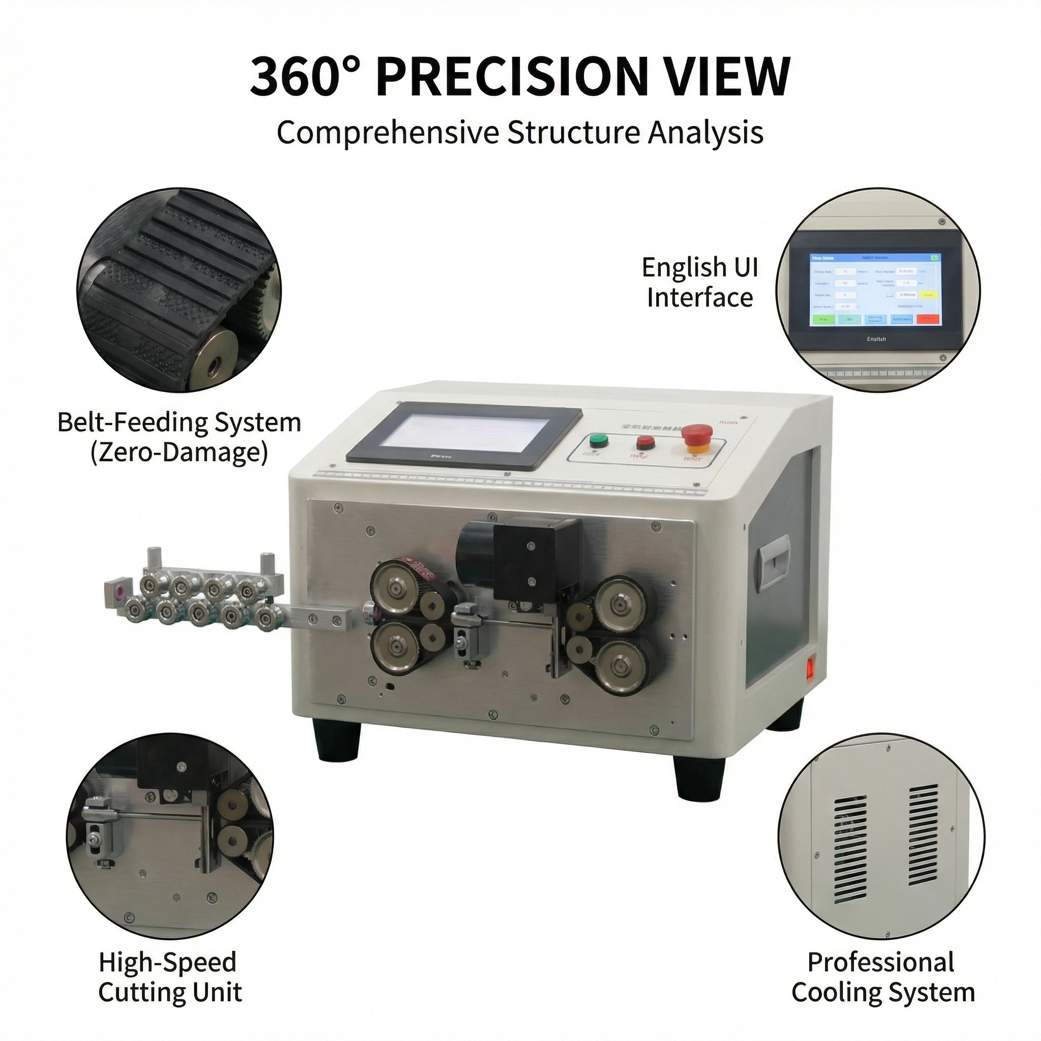 3Q SQ-806L Non-marking Fully Automatic Wire Stripper 6mm2 Belt Feeding System No-Indentation Computerized Cable Cutting Machine