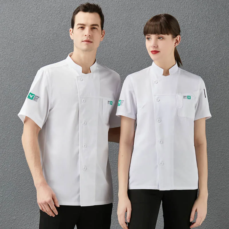 Chef Overalls Men's Short Sleeve Thin Breathable Chef Uniform Long Sleeve Summer Rear Kitchen Catering Baking Summer Wear