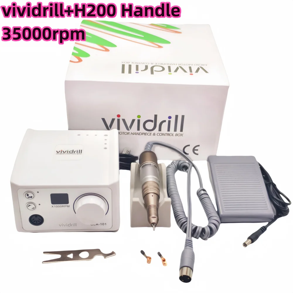 65W Electric Nail Drill Strong 210 Vividrill Manicure Machine 35K H200 Handle Grinding Milling Cutter Polish Nail File Set