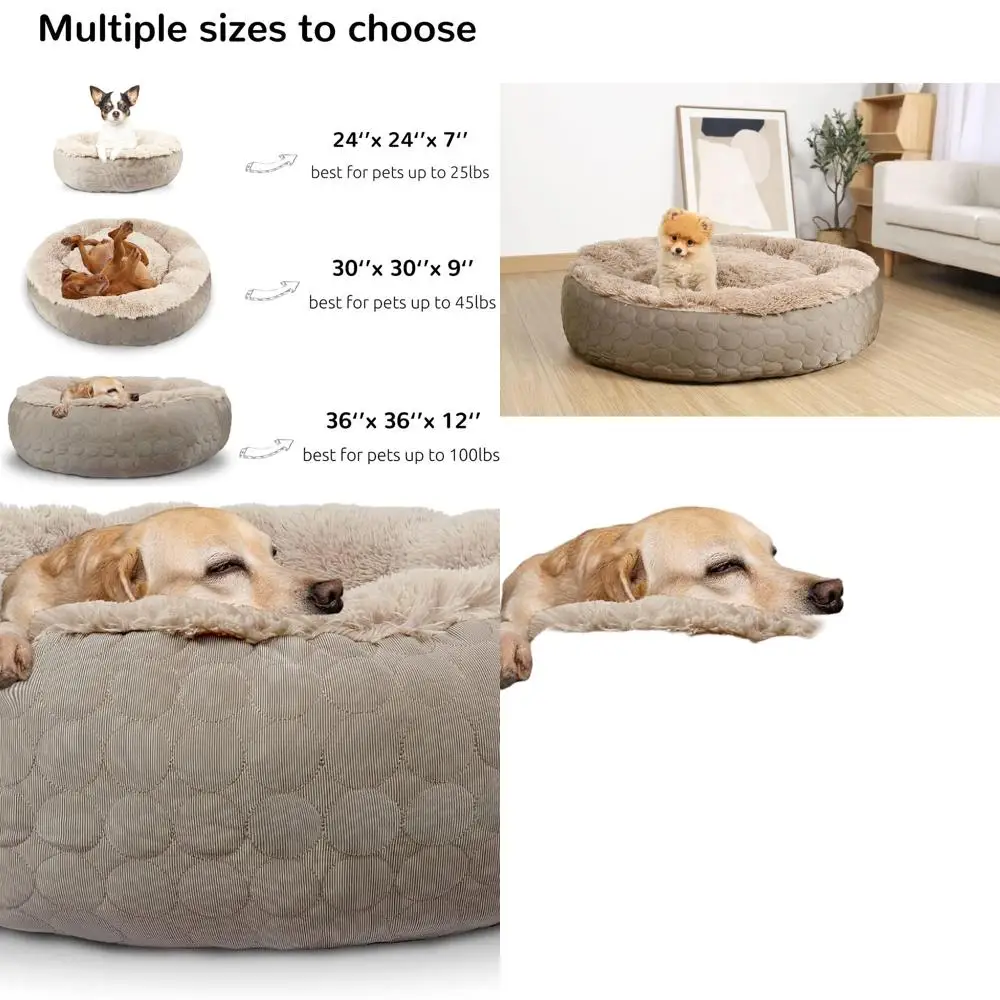 

Orthopedic Round XL Dog Bed, 30x24x16in, Taupe, Cooling & Warming, Polyester, Hypoallergenic for Medium to Large Dogs and Cats