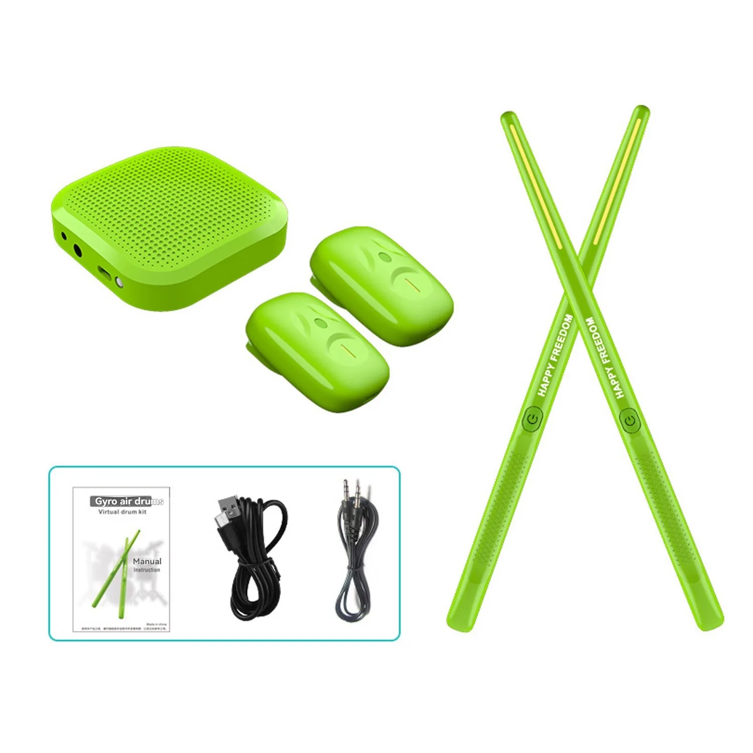 

Electronic Drumsticks Air Drum Stick 16D Speaker DSP Level Sound Card Low Delay Electric Rhythm Drum Sticks with 2 Foot Pedals