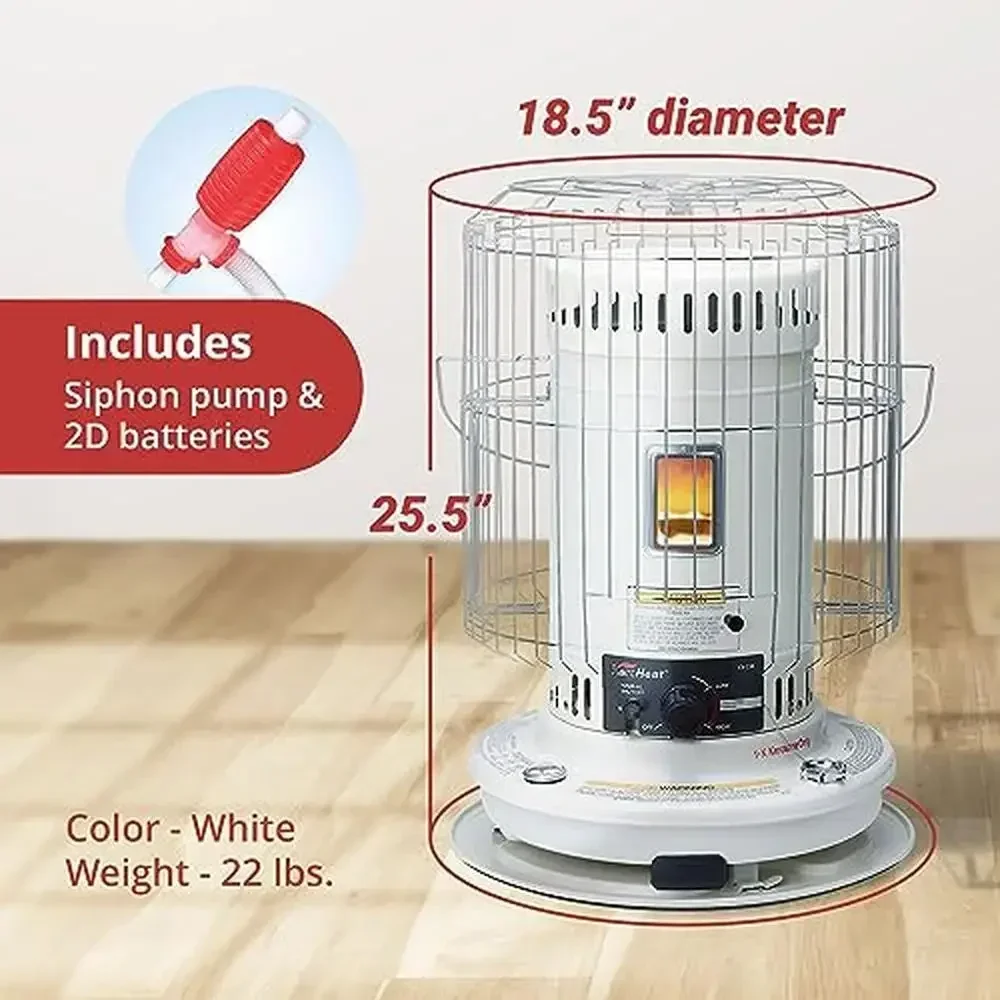 Portable 23,500 BTU Kerosene Space Heater Indoor Outdoor Heating 1.9-Gallon Tank Automatic Safety Shut Off EZ Flame Adjuster