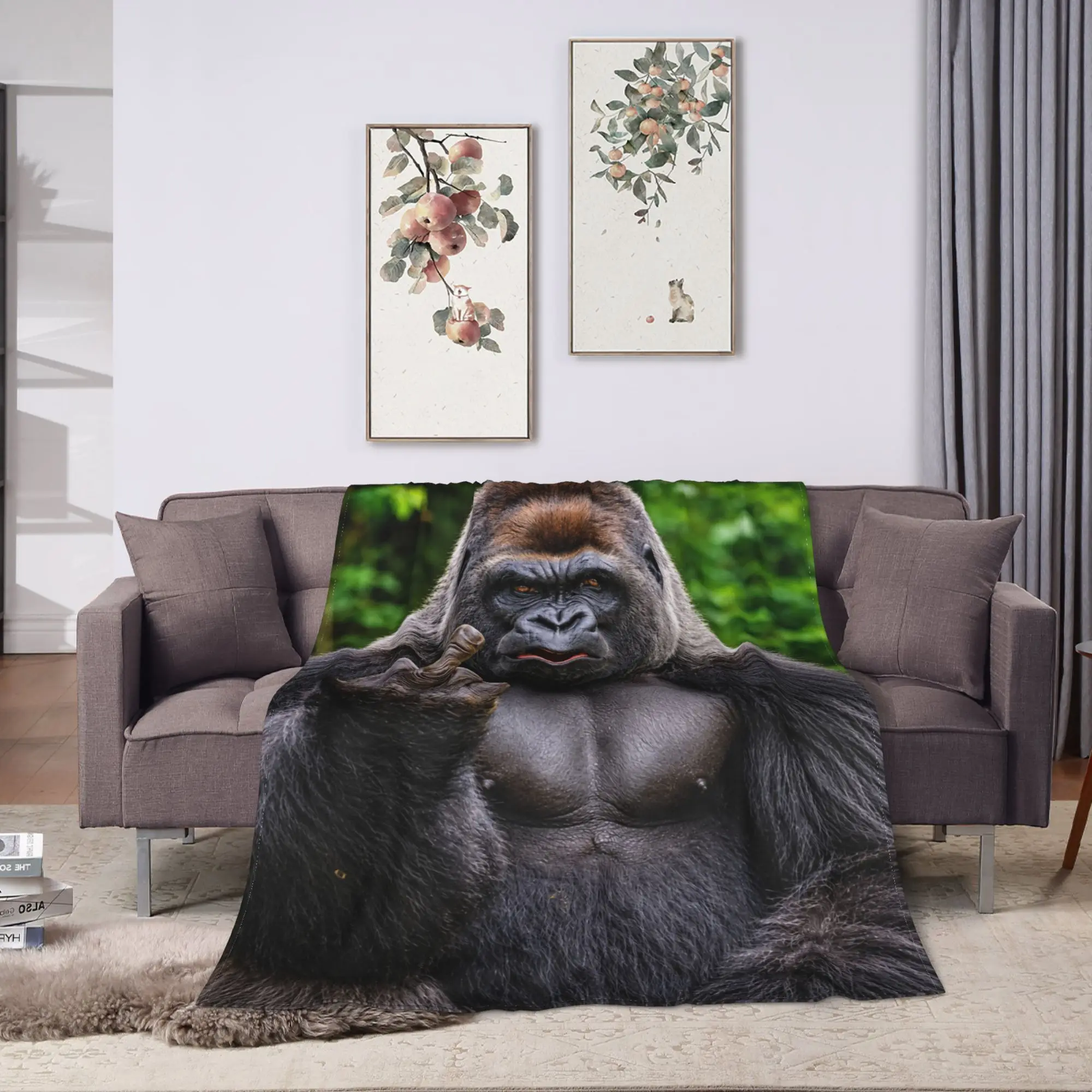 Gorilla Show Middle Finger Blanket Quality Soft  Throw Blanket Winter Travel Office Outdoor Fashion Bedspread
