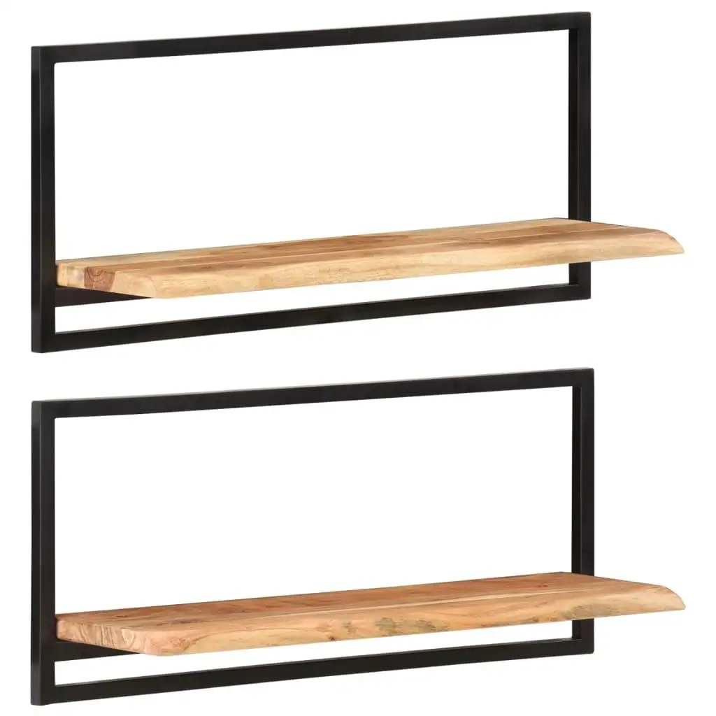 

Set of 2 Wall Shelves 31.5x9.8x13.8 Solid Acacia Wood with Steel Brackets – Stylish Storage Solution