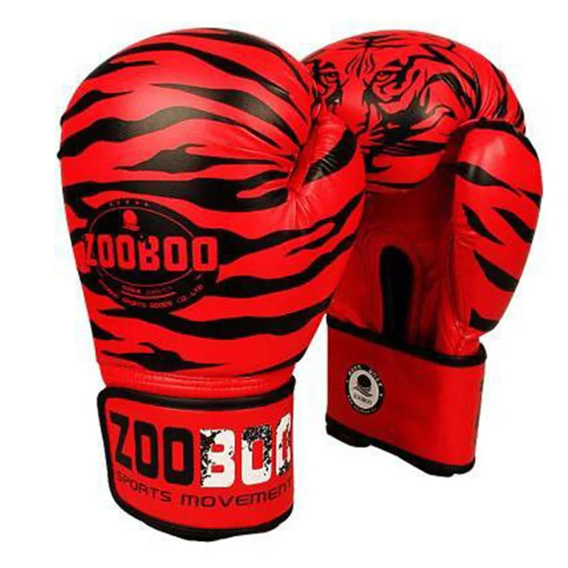 Guantoni da boxe con stampa tigre in pelle PU MMA uomo donna guanti da boxe da combattimento Kick Muay Thai Gym Training Boxing