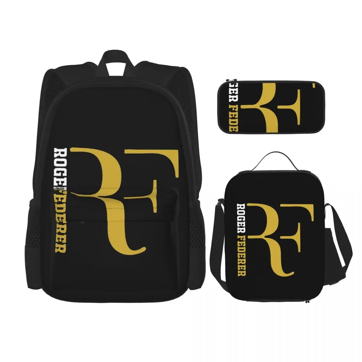 Roger Federer Backpacks Boys Girls Bookbag Children School Bags Cartoon Kids Rucksack Lunch Bag Pen Bag Three-Piece Set