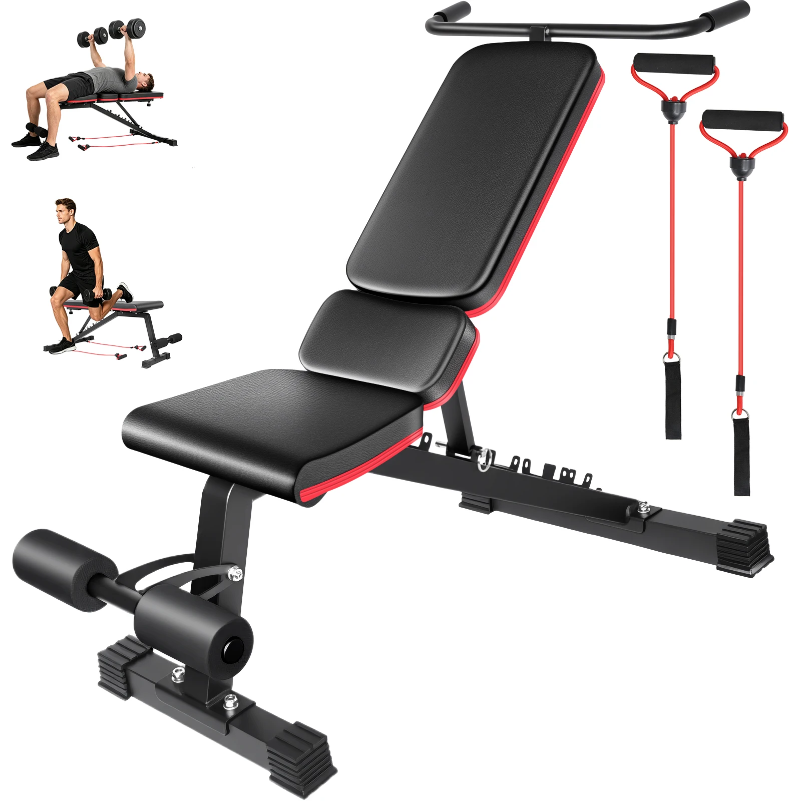 Banc de musculation multifonctionnel pliable, banc de musculation à 7 positions, grande capacité de charge, pour exercices abdominaux et développés couchés, idéal pour la gym à domicile