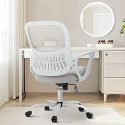 Silla ejecutiva de escritorio para computadora de oficina, silla giratoria ergonómica de malla con respaldo medio, trabajo rodante con ruedas, cómoda